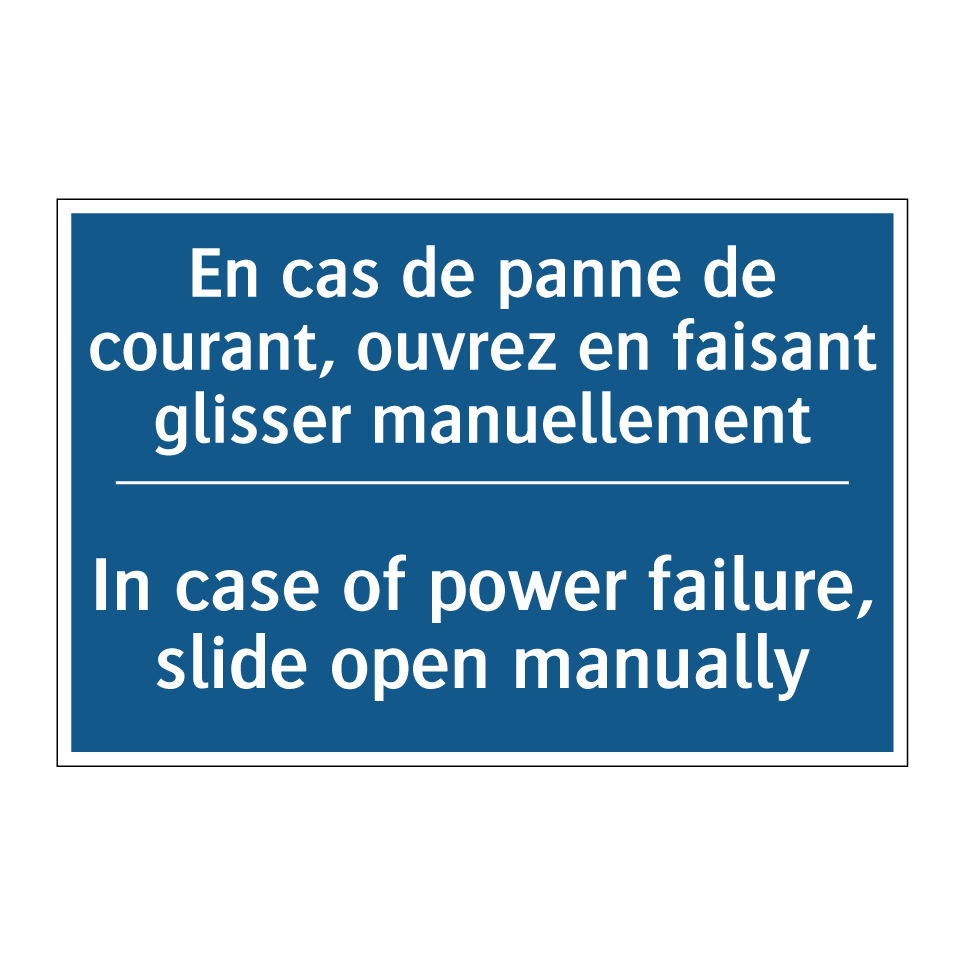 En cas de panne de courant, ouvrez  /.../ - In case of power failure, slide  /.../