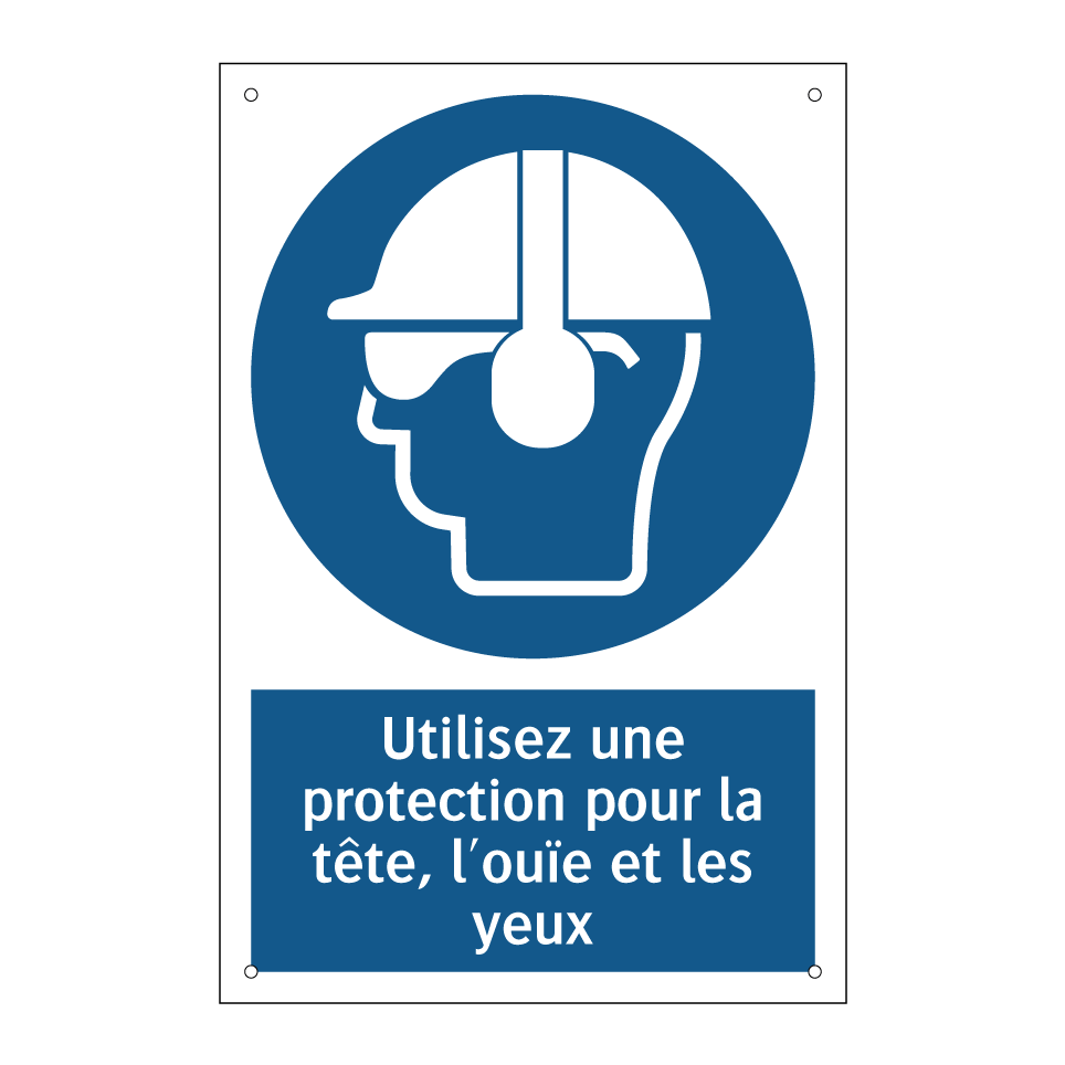 Utilisez une protection pour la tête, l'ouïe et les yeux