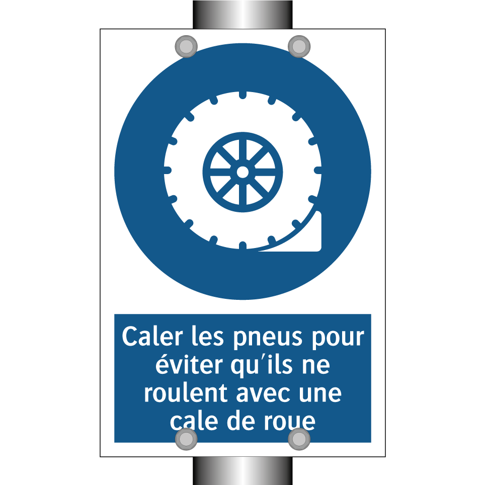Caler les pneus pour éviter qu'ils ne roulent avec une cale de roue