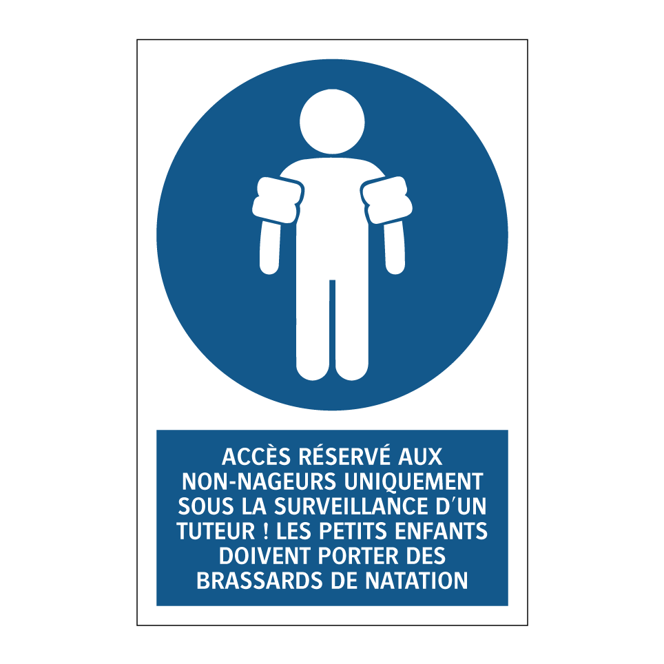 ACCÈS RÉSERVÉ AUX NON-NAGEURS UNIQUEMENT SOUS LA SURVEILLANCE D'UN TUTEUR ! LES PETITS ENFANTS DOIVENT PORTER DES BRASSARDS DE NATATION.