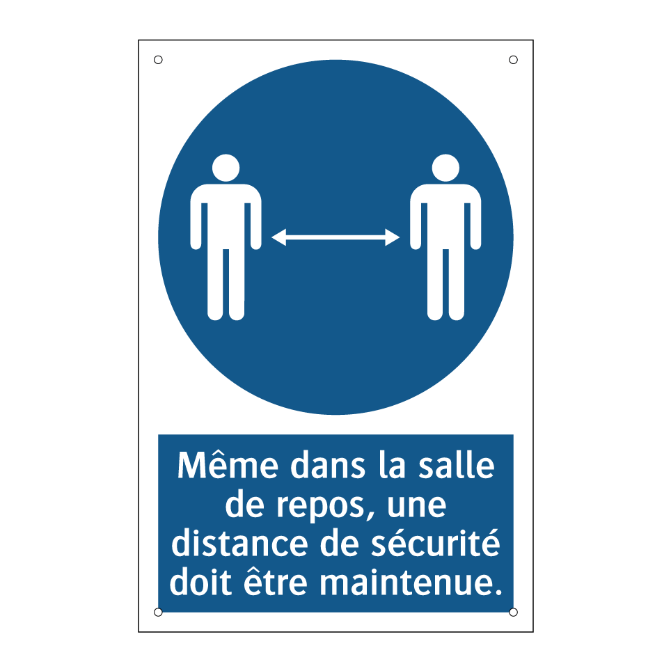 Même dans la salle de repos, une distance de sécurité doit être maintenue.