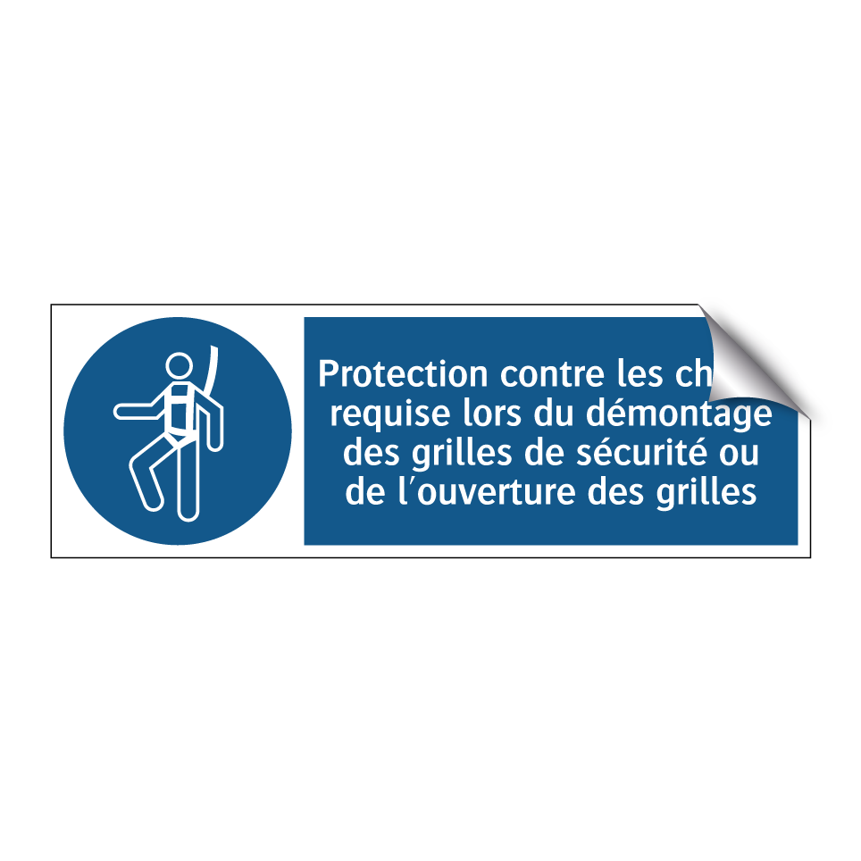 Protection contre les chutes requise lors du démontage des grilles de sécurité ou de l'ouverture des grilles