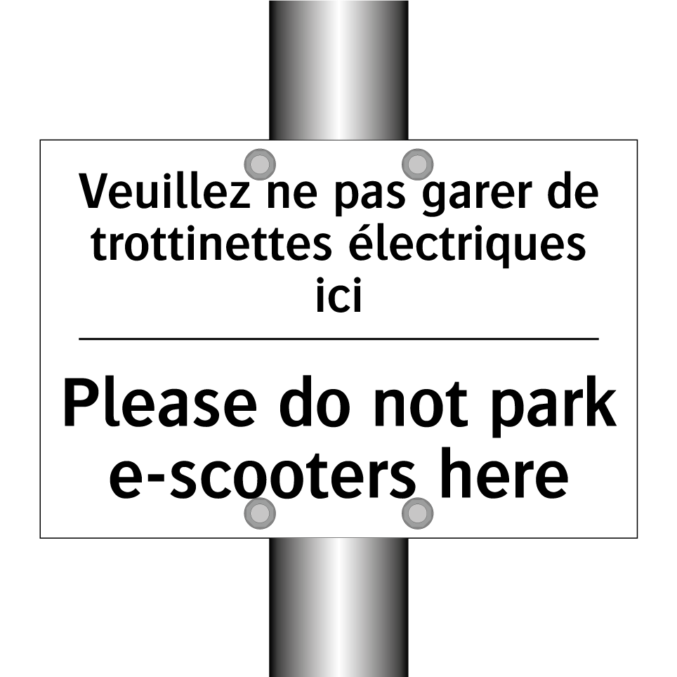 Veuillez ne pas garer de trottinettes  /.../ - Please do not park e-scooters  /.../