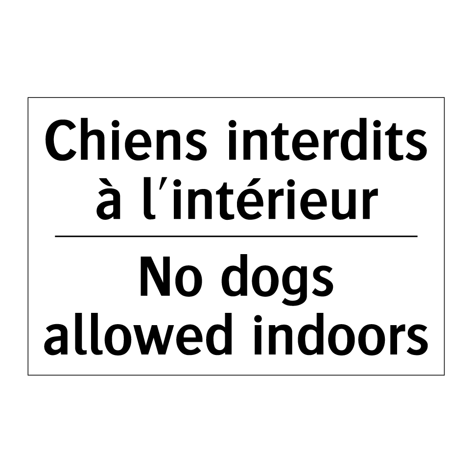 Chiens interdits à l'intérieur - No dogs allowed indoors