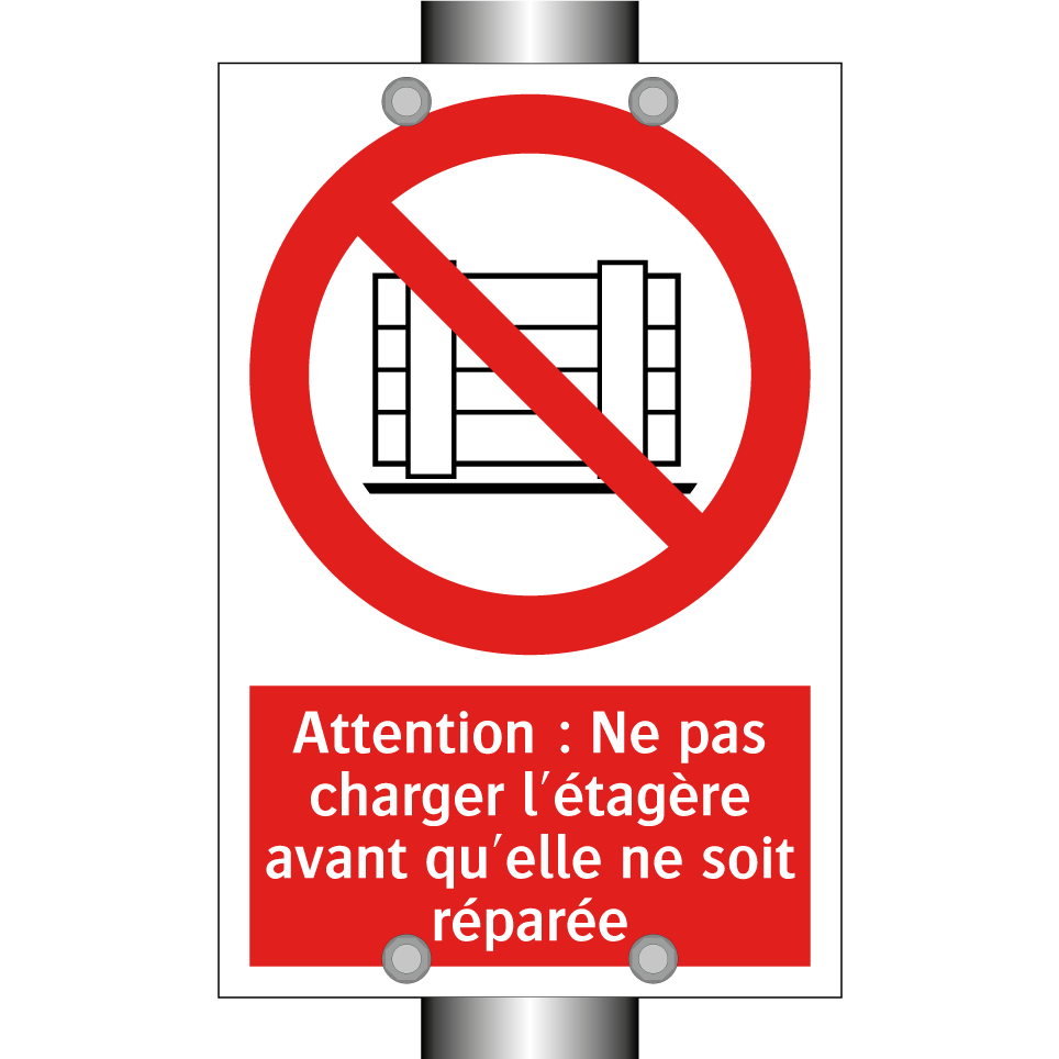Attention : Ne pas charger l'étagère avant qu'elle ne soit réparée
