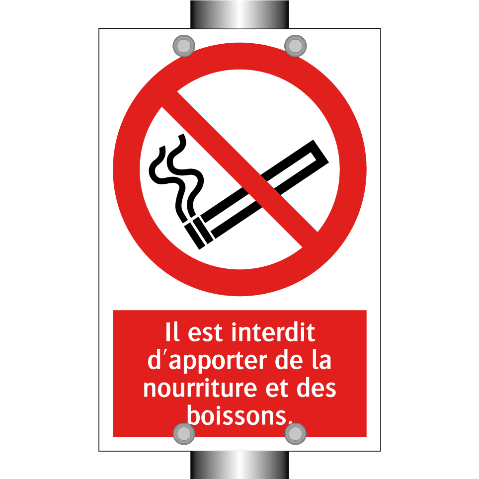 Il est interdit d'apporter de la nourriture et des boissons.