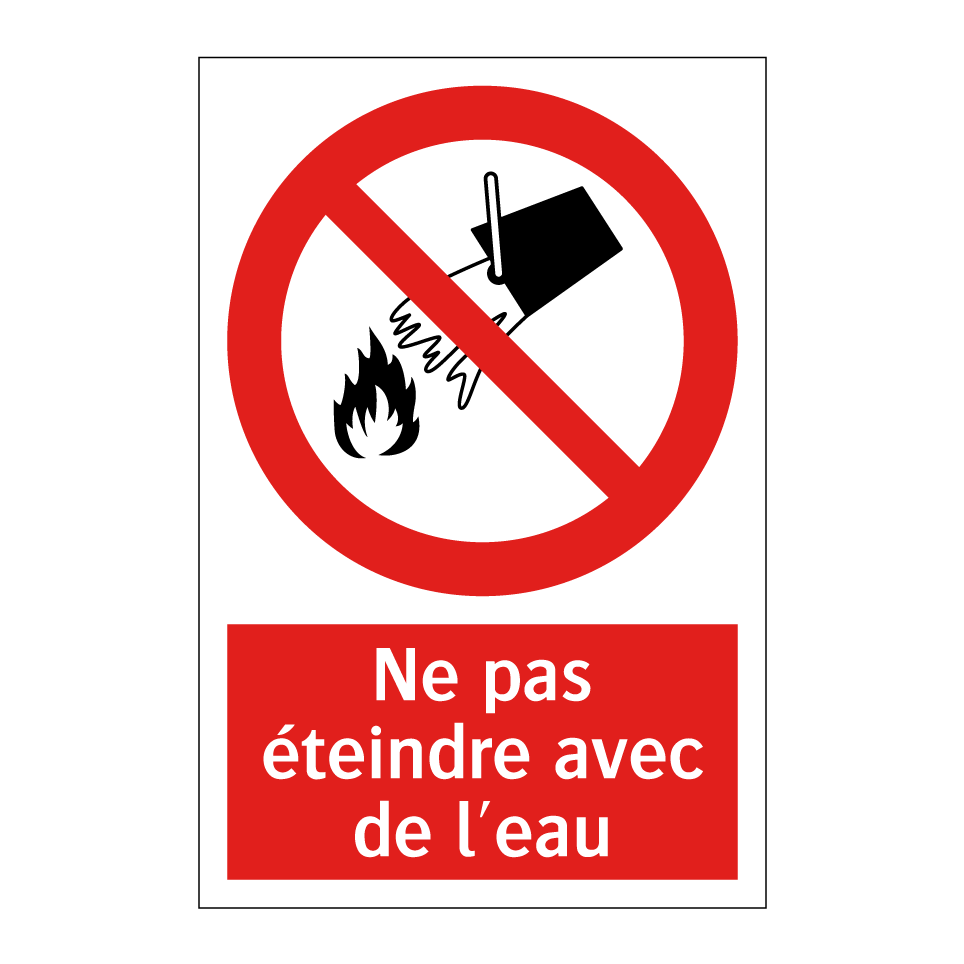 Ne pas éteindre avec de l'eau