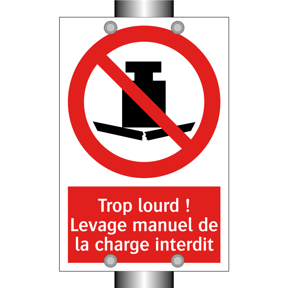 Trop lourd ! Levage manuel de la charge interdit