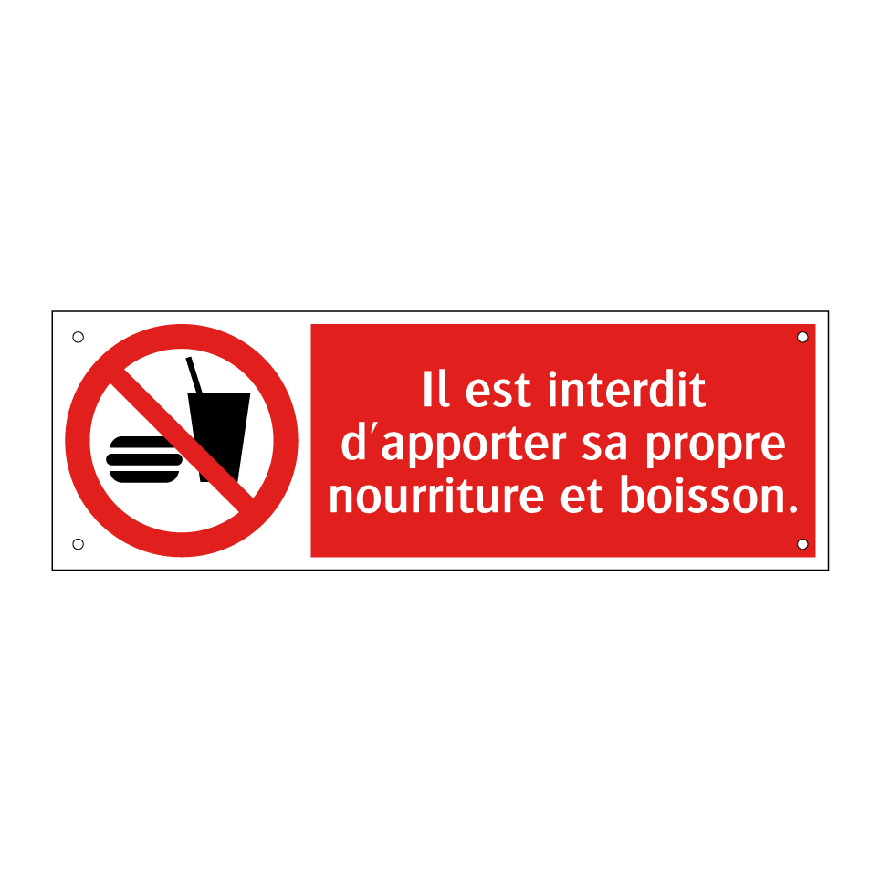 Il est interdit d'apporter sa propre nourriture et boisson.