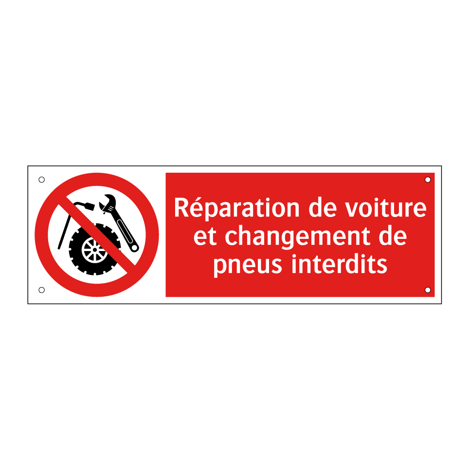Réparation de voiture et changement de pneus interdits