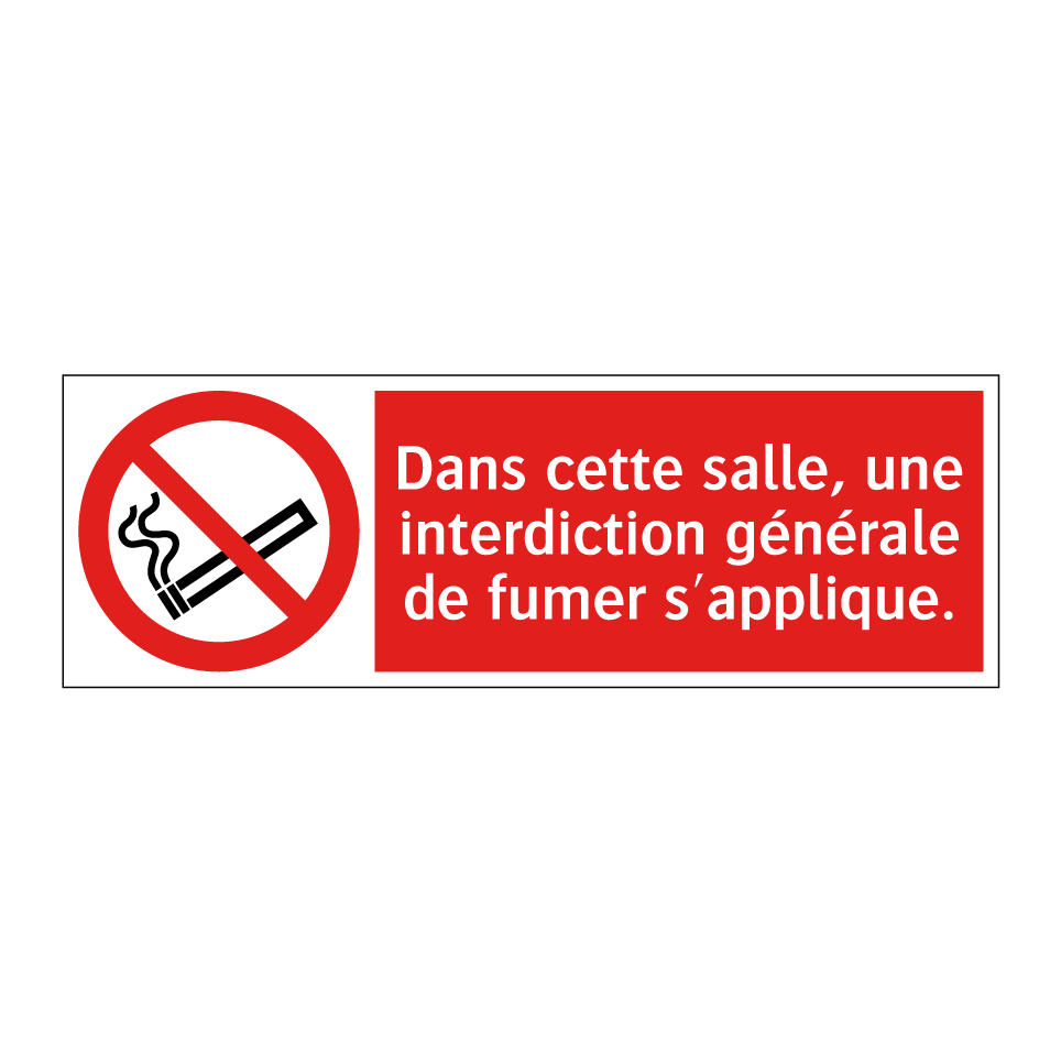 Dans cette salle, une interdiction générale de fumer s'applique.
