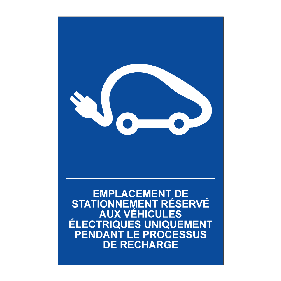 Emplacement de stationnement réservé aux véhicules électriques uniquement pendant le processus de recharge