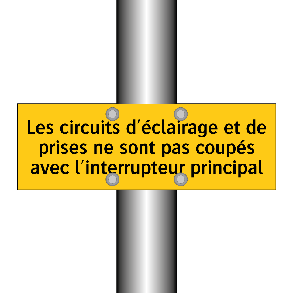 Les circuits d'éclairage et de prises ne sont pas coupés avec l'interrupteur principal