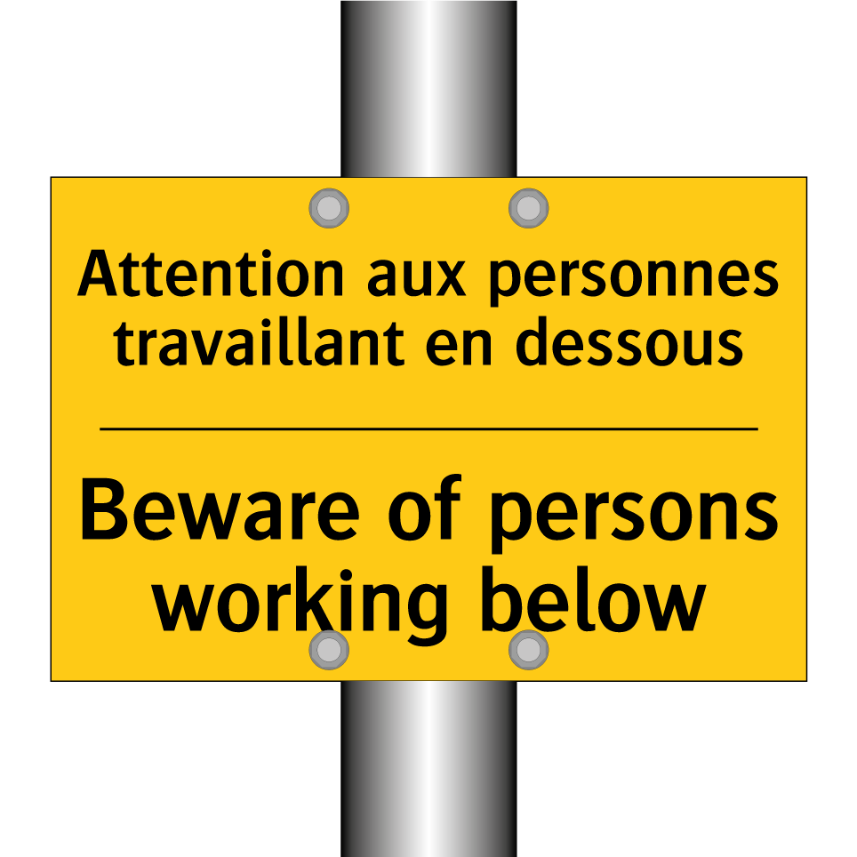 Attention aux personnes travaillant  /.../ - Beware of persons working below /.../