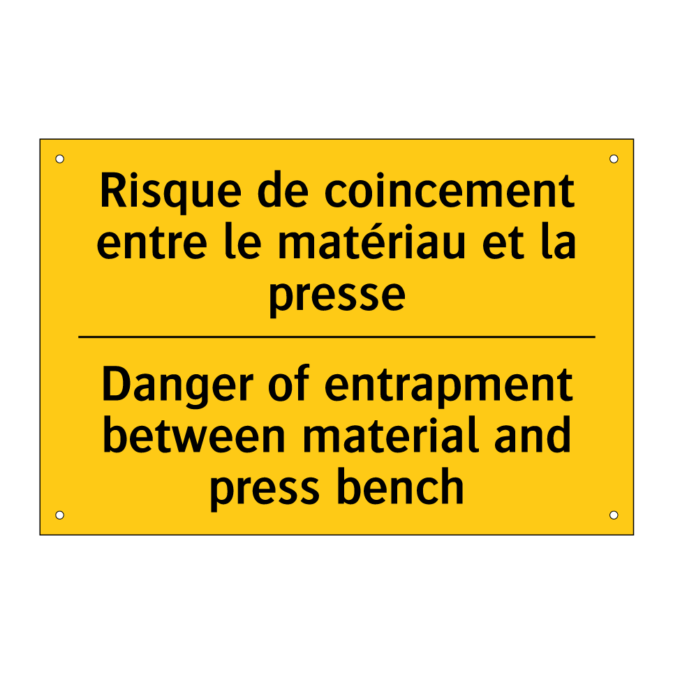 Risque de coincement entre le  /.../ - Danger of entrapment between material  /.../