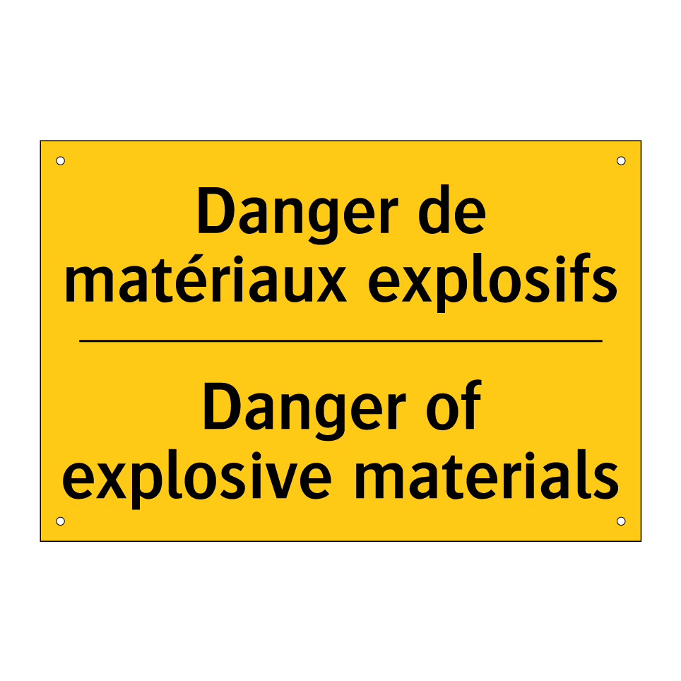 Danger de matériaux explosifs - Danger of explosive materials