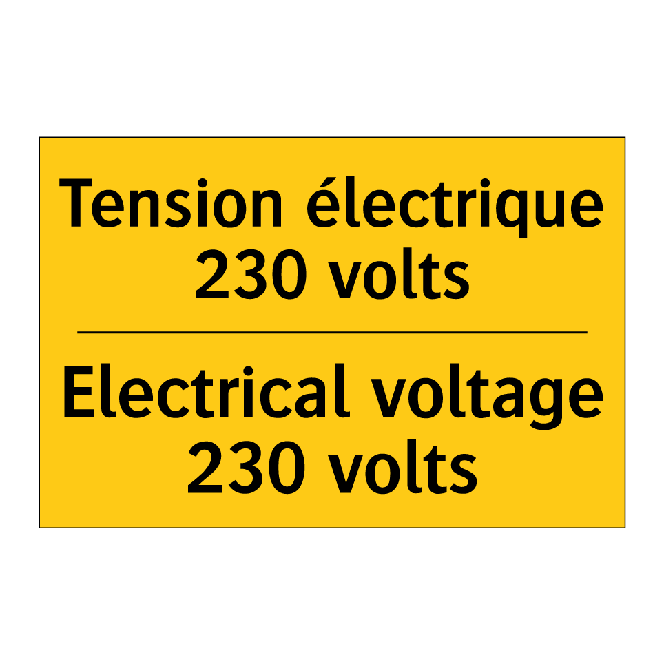 Tension électrique 230 volts - Electrical voltage 230 volts