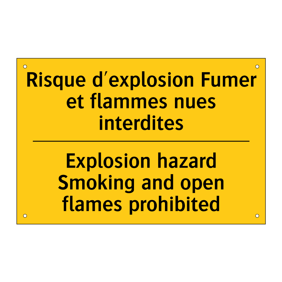 Risque d'explosion Fumer et flammes  /.../ - Explosion hazard Smoking and open  /.../