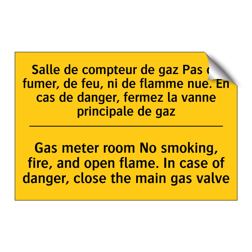 Salle de compteur de gaz Pas de  /.../ - Gas meter room No smoking, fire,  /.../