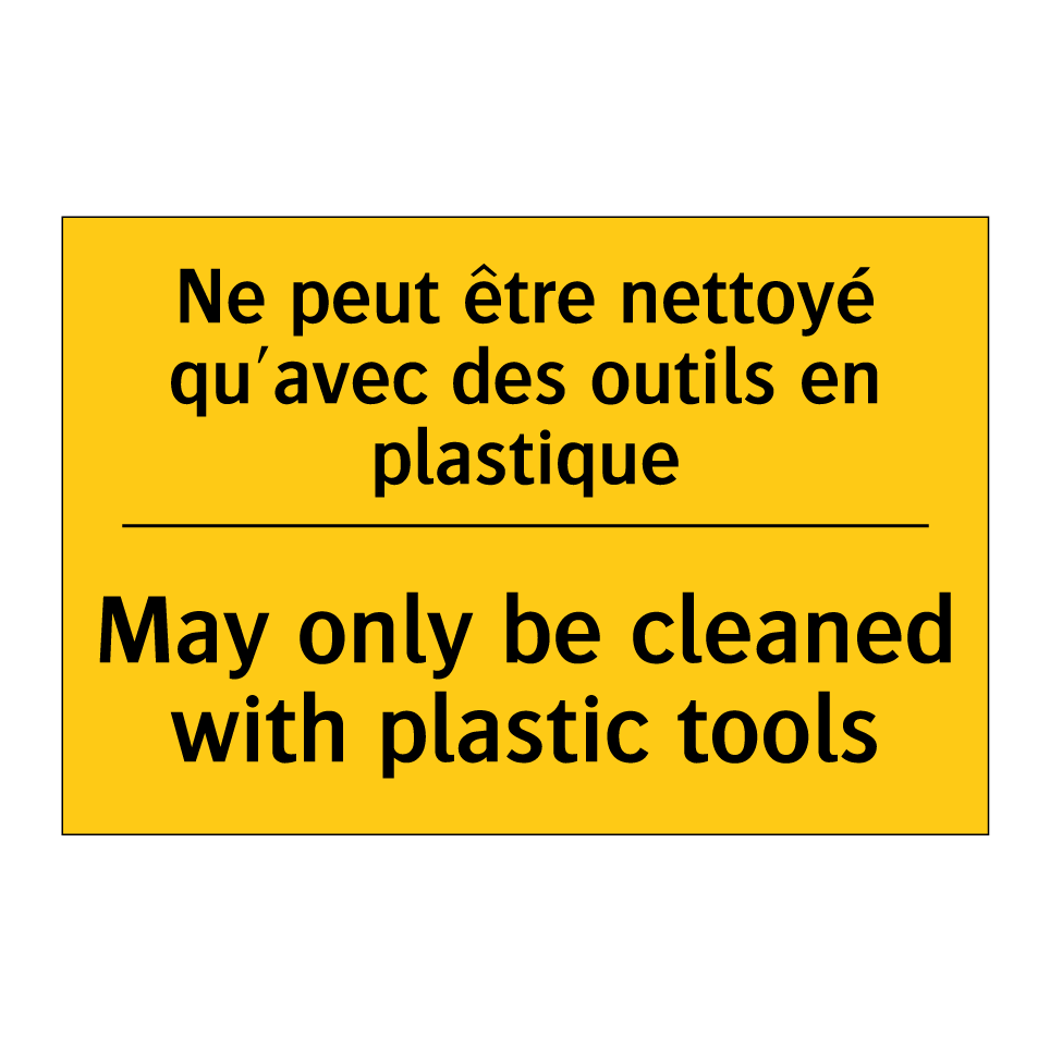 Ne peut être nettoyé qu'avec des  /.../ - May only be cleaned with plastic  /.../