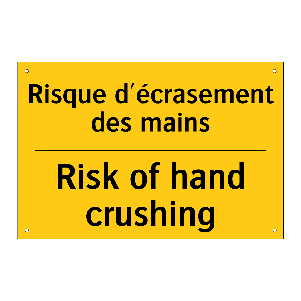 Risque d'écrasement des mains - Risk of hand crushing