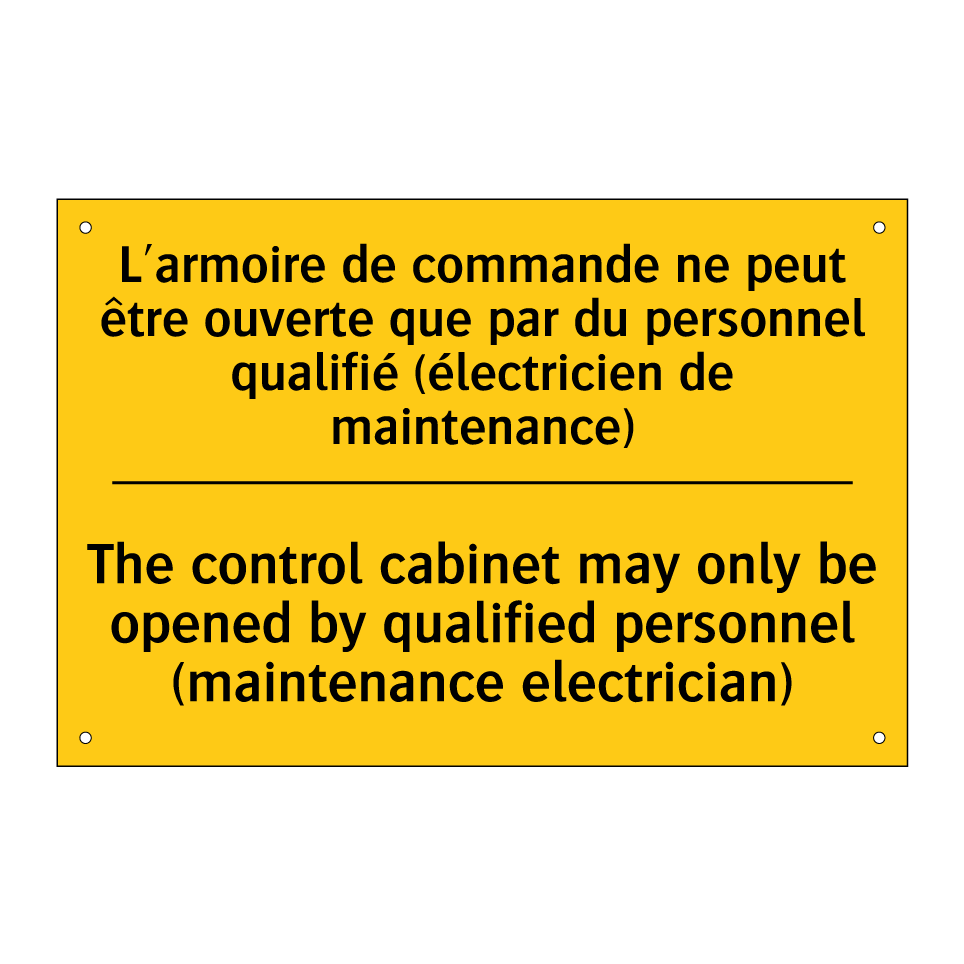 L'armoire de commande ne peut  /.../ - The control cabinet may only be  /.../