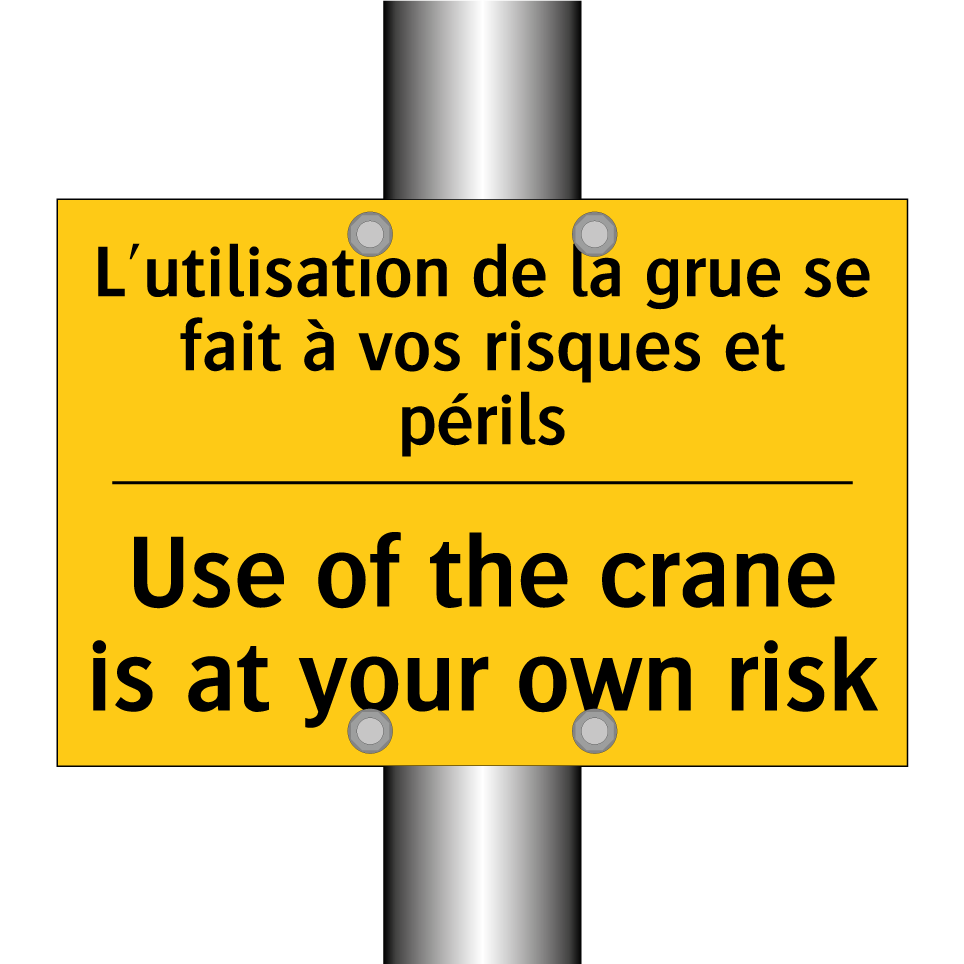L'utilisation de la grue se fait  /.../ - Use of the crane is at your own  /.../
