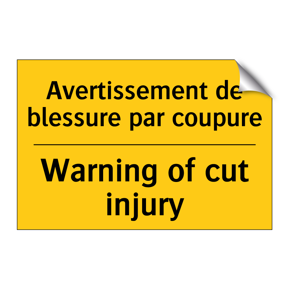 Avertissement de blessure par  /.../ - Warning of cut injury
