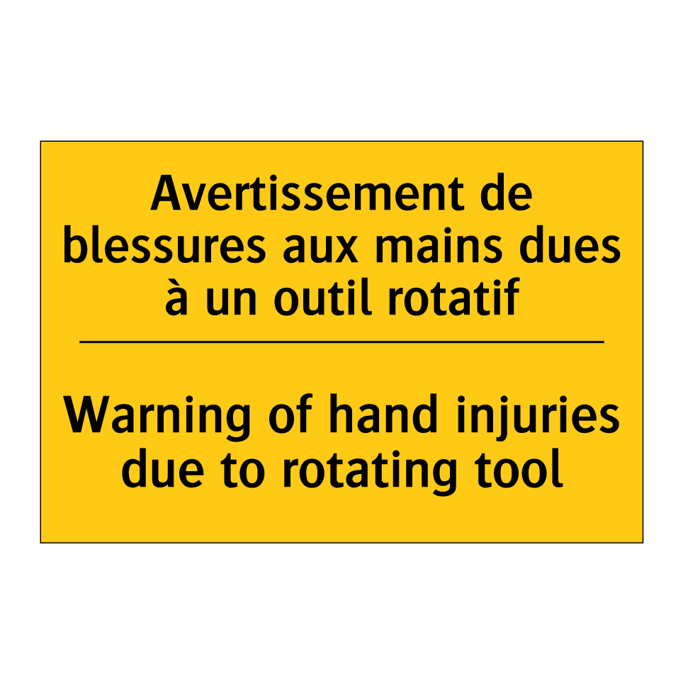 Avertissement de blessures aux  /.../ - Warning of hand injuries due to  /.../