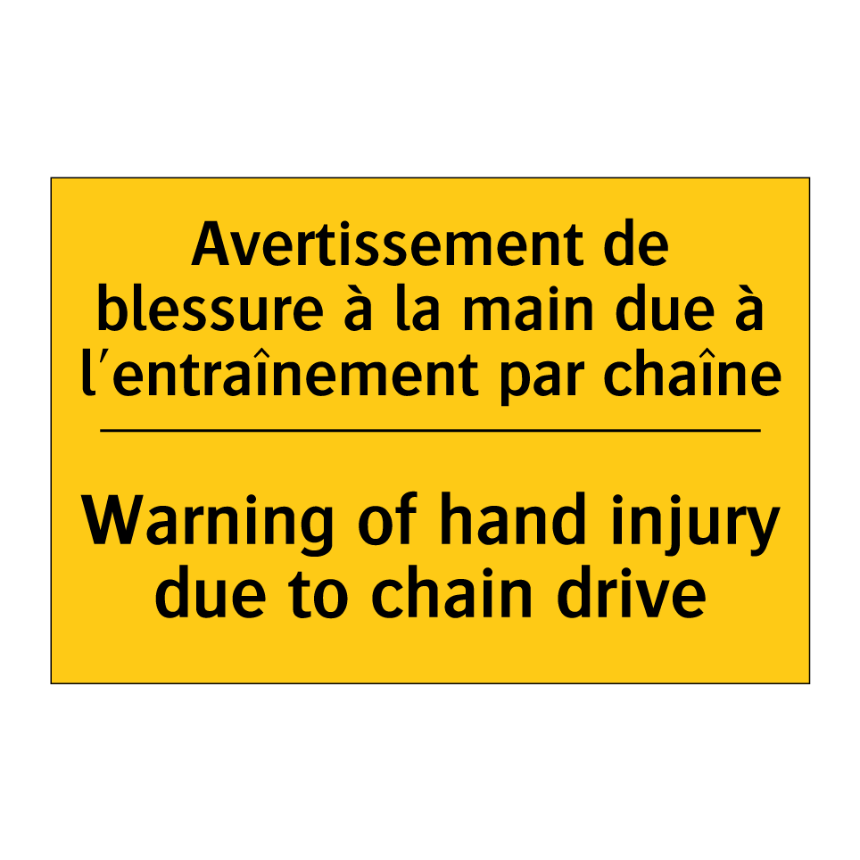 Avertissement de blessure à la  /.../ - Warning of hand injury due to  /.../
