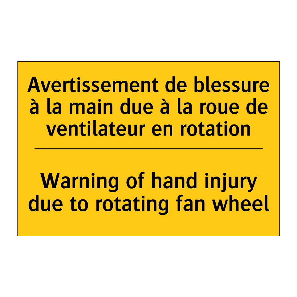 Avertissement de blessure à la  /.../ - Warning of hand injury due to  /.../