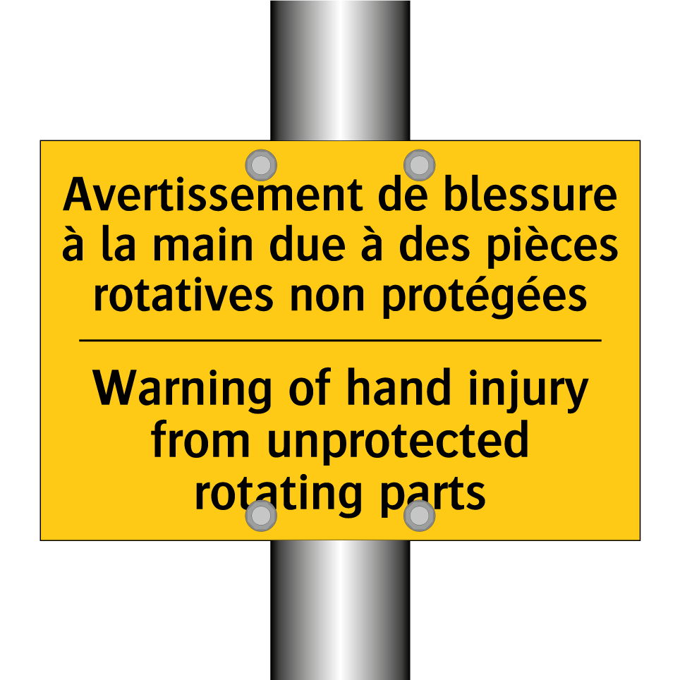 Avertissement de blessure à la  /.../ - Warning of hand injury from unprotected  /.../