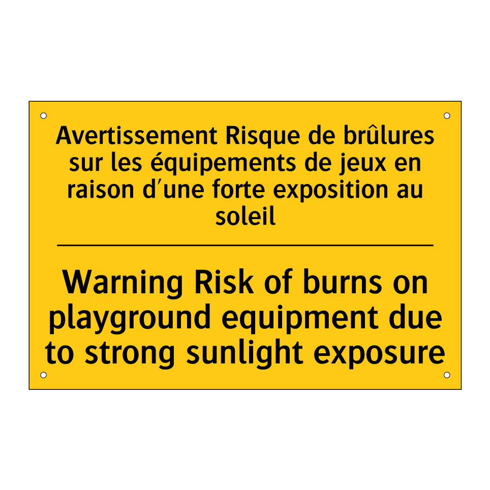 Avertissement Risque de brûlures  /.../ - Warning Risk of burns on playground  /.../