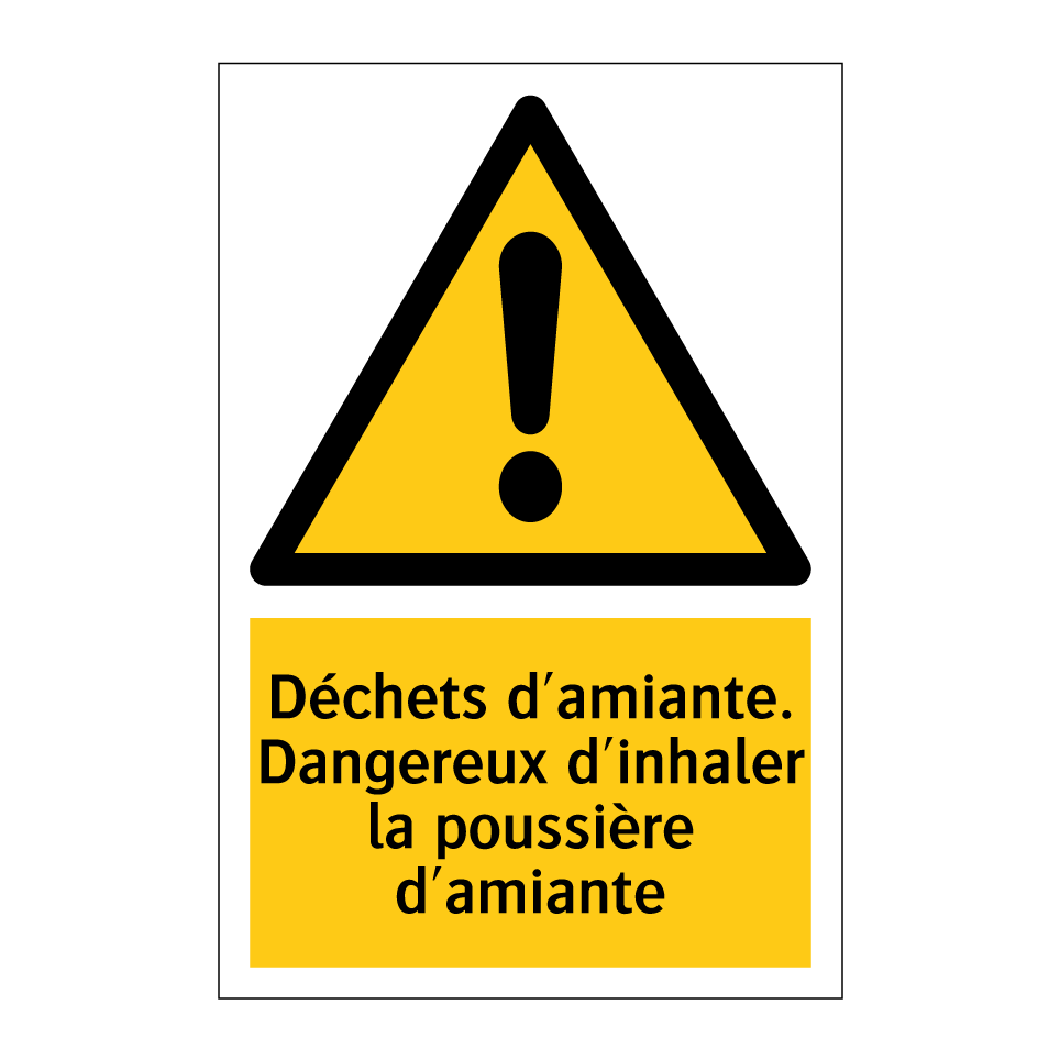Déchets d'amiante. Dangereux d'inhaler la poussière d'amiante