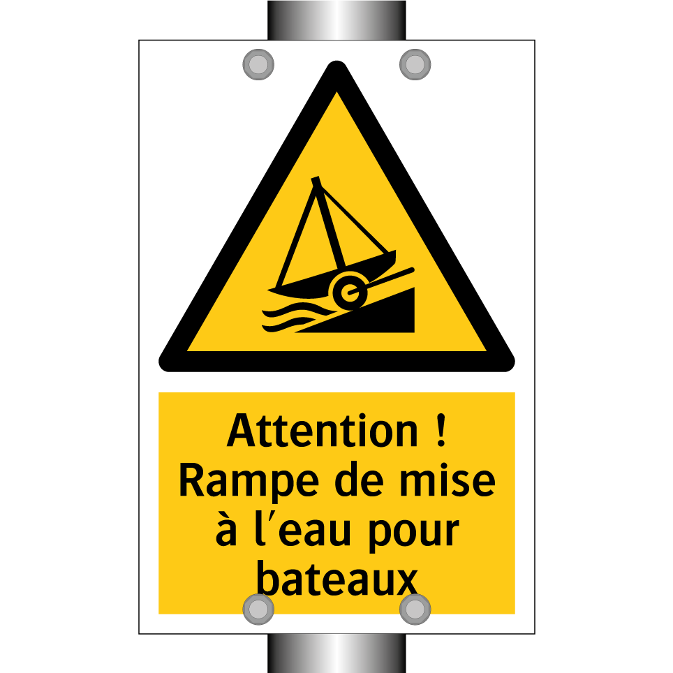 Attention ! Rampe de mise à l'eau pour bateaux
