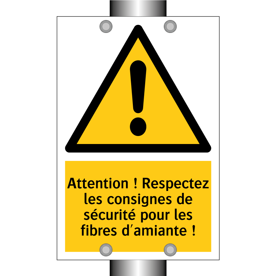 Attention ! Respectez les consignes de sécurité pour les fibres d'amiante !