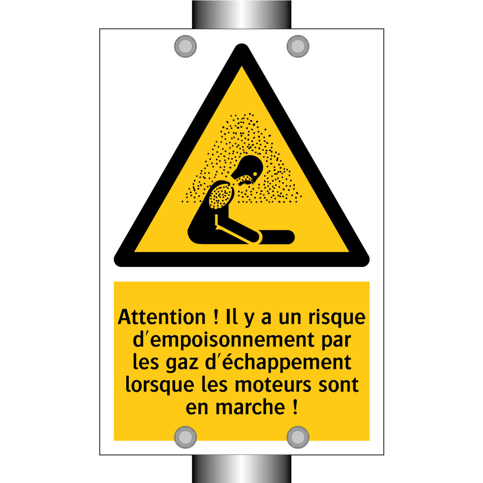 Attention ! Il y a un risque d'empoisonnement par les gaz d'échappement lorsque les moteurs sont en marche !