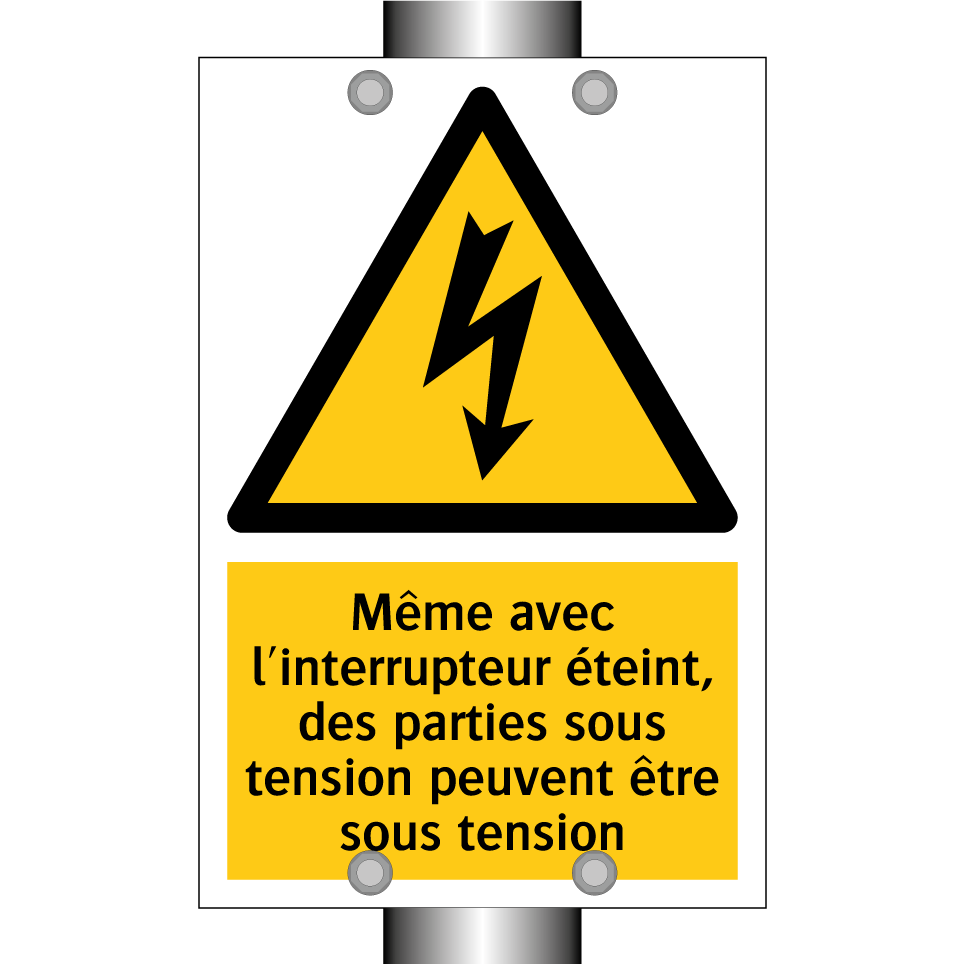 Même avec l'interrupteur éteint, des parties sous tension peuvent être sous tension