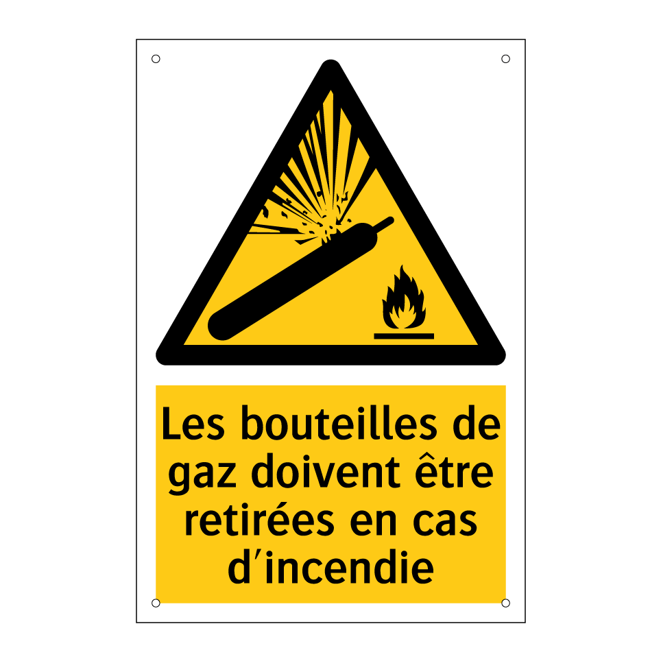 Les bouteilles de gaz doivent être retirées en cas d'incendie