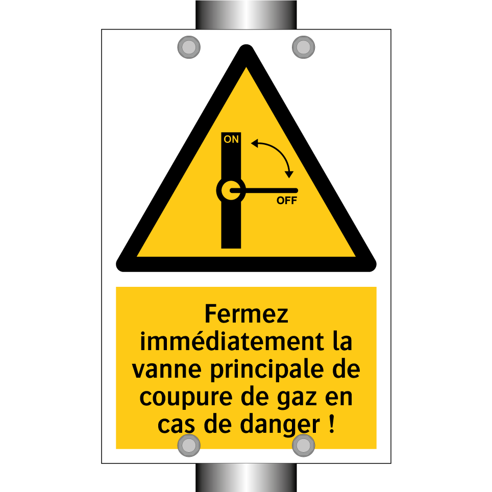 Fermez immédiatement la vanne principale de coupure de gaz en cas de danger !