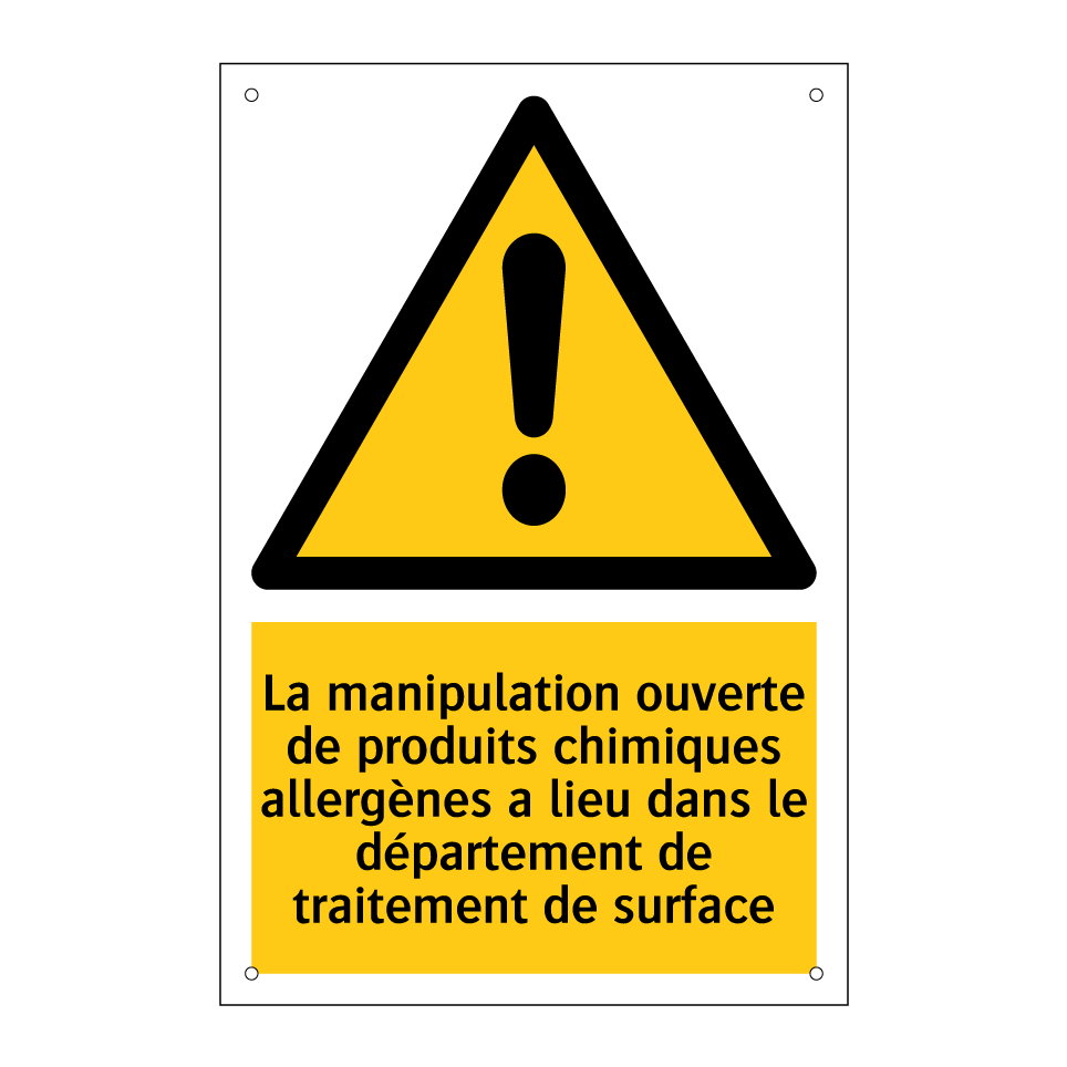 La manipulation ouverte de produits chimiques allergènes a lieu dans le département de traitement de surface