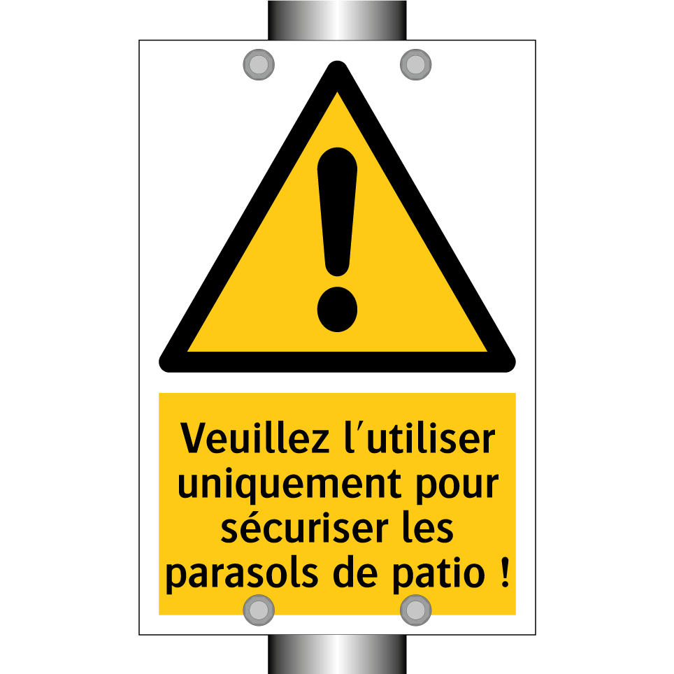 Veuillez l'utiliser uniquement pour sécuriser les parasols de patio !