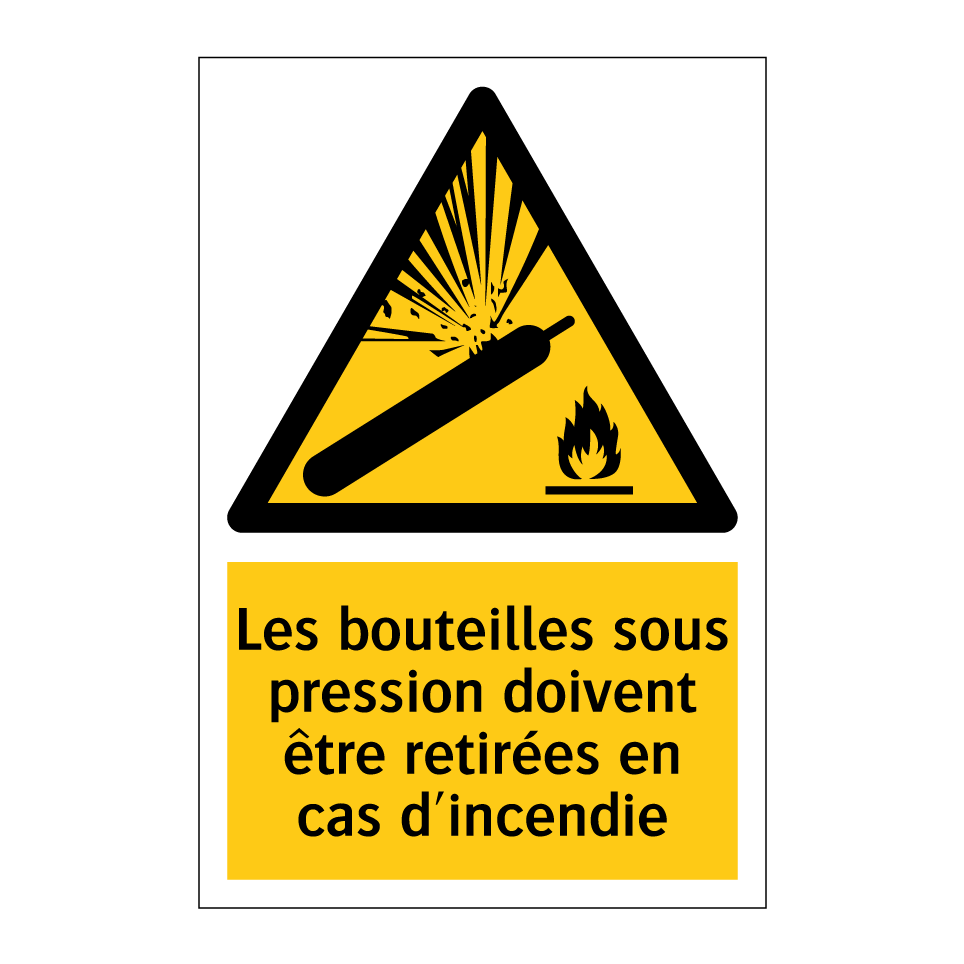 Les bouteilles sous pression doivent être retirées en cas d'incendie