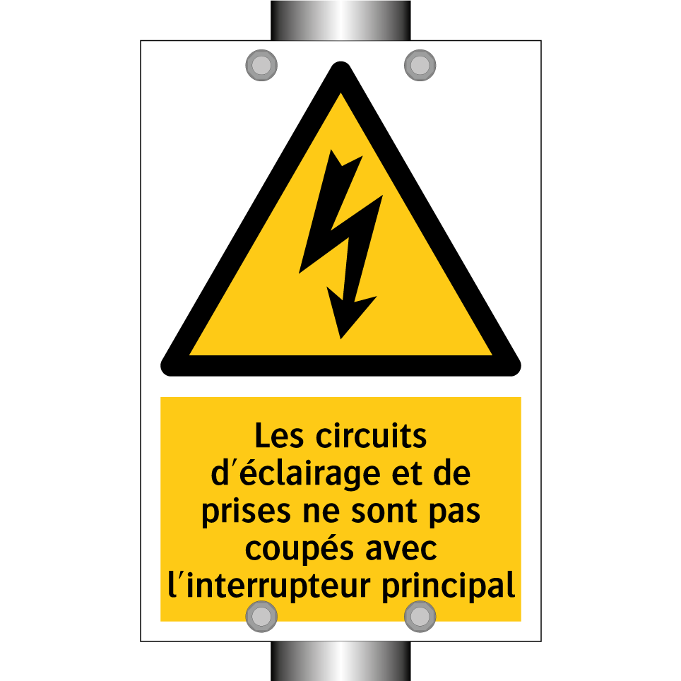 Les circuits d'éclairage et de prises ne sont pas coupés avec l'interrupteur principal