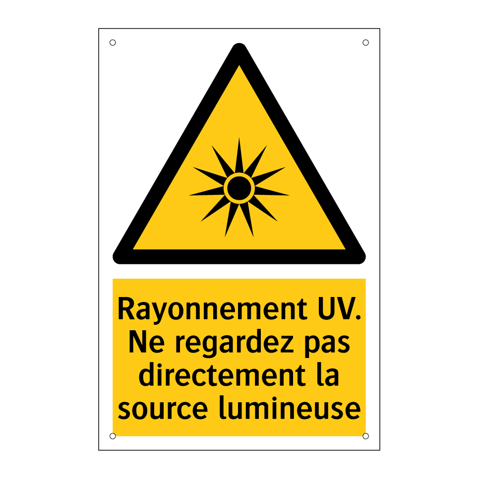Rayonnement UV. Ne regardez pas directement la source lumineuse