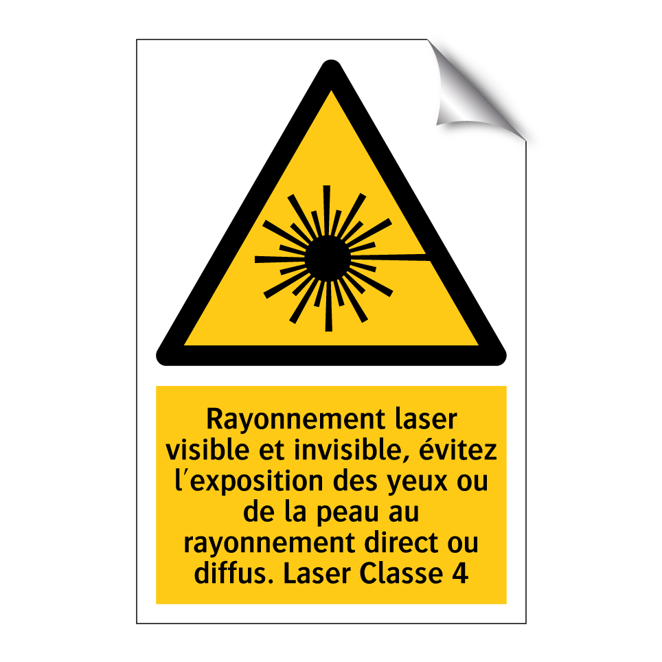 Rayonnement laser visible et invisible, évitez l'exposition des yeux ou de la peau au rayonnement direct ou diffus. Laser Classe 4