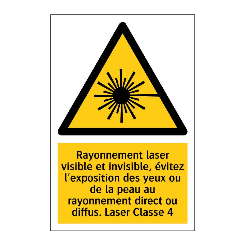 Rayonnement laser visible et invisible, évitez l'exposition des yeux ou de la peau au rayonnement direct ou diffus. Laser Classe 4