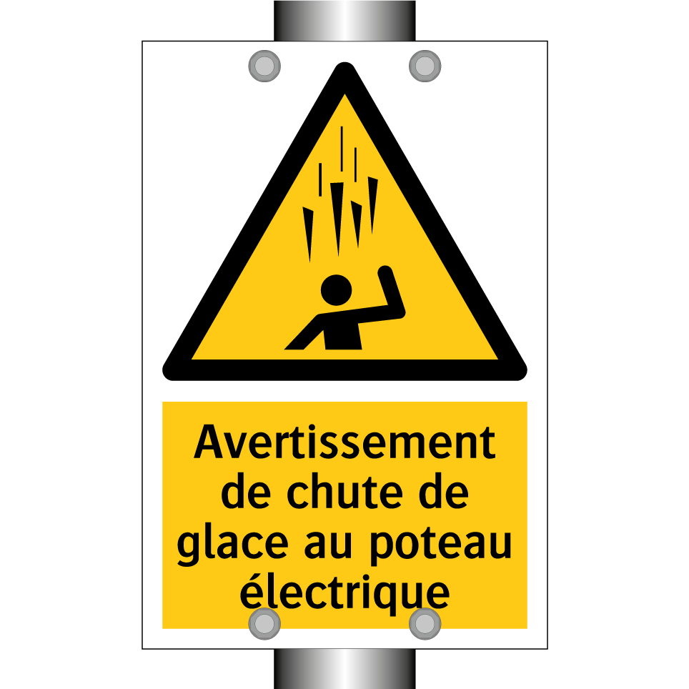 Avertissement de chute de glace au poteau électrique