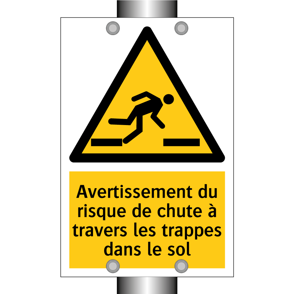 Avertissement du risque de chute à travers les trappes dans le sol