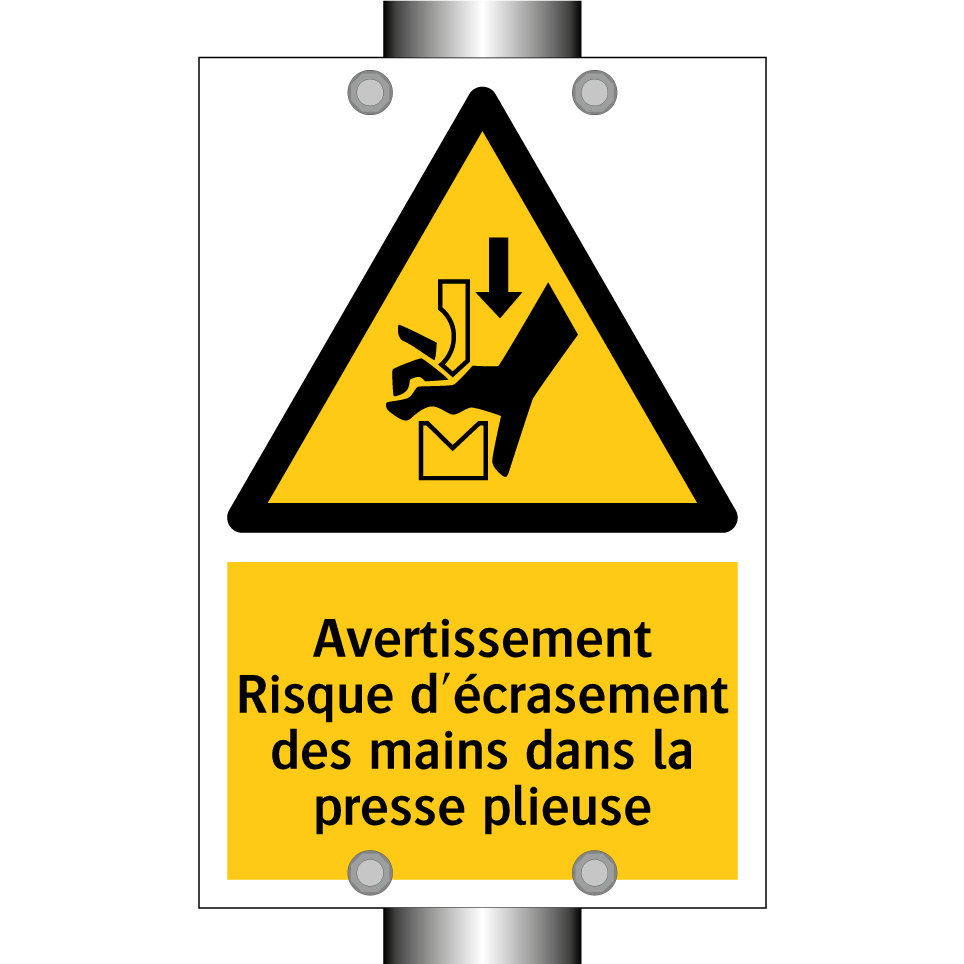 Avertissement Risque d'écrasement des mains dans la presse plieuse